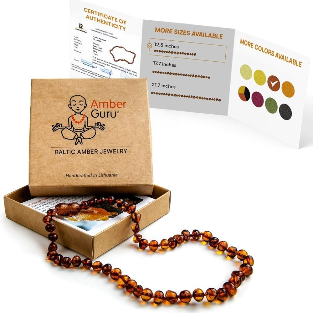 Baltic Amber Necklace Authentic, Certified - 12.5 inches - Unisex Jewelry - Poli